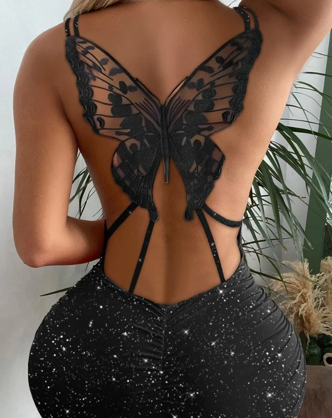 hollow out butterfly dress, view 6 - MRSLM