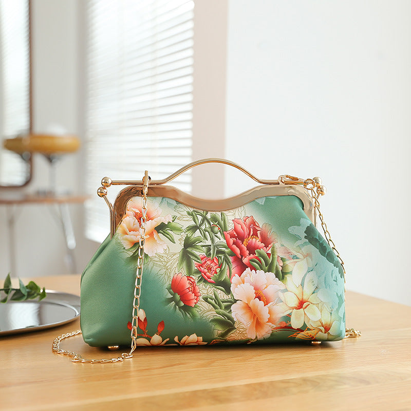 printed shell crossbody clutch bag, view 3 - MRSLM