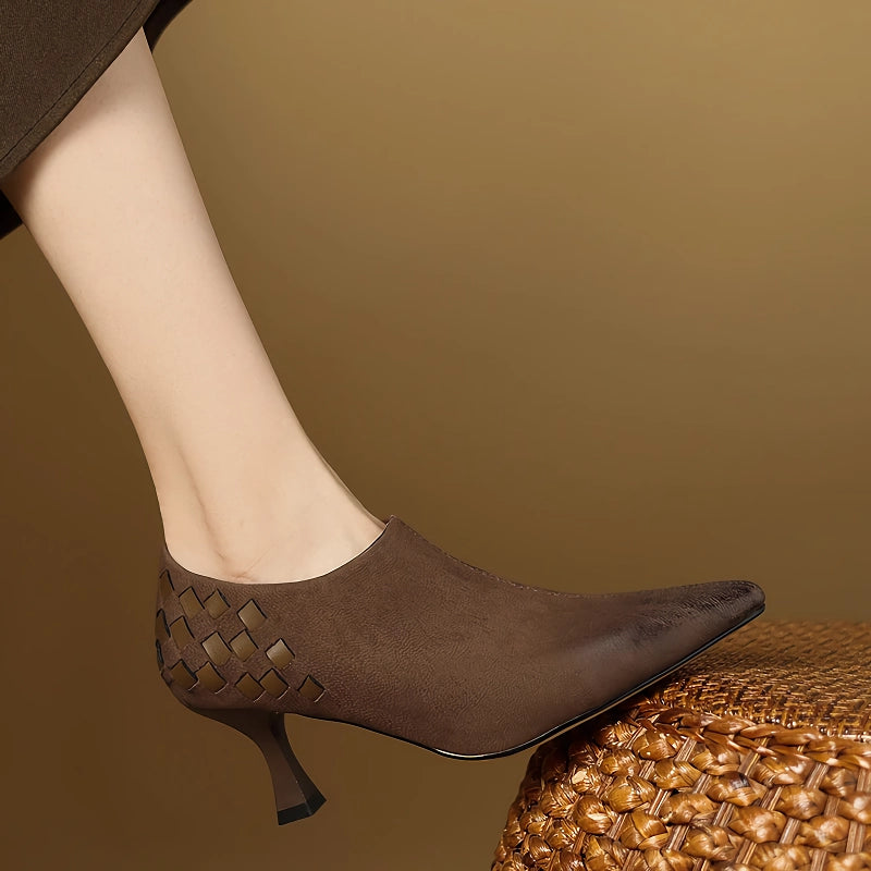 split leather slip-on pumps, view 6 - MRSLM
