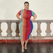 Plus size printed dress, view 3 - MRSLM