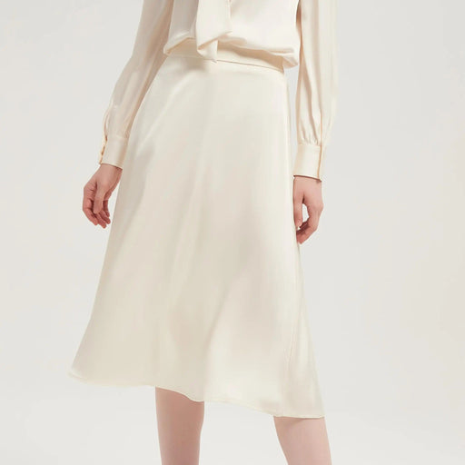 satin a-line midi skirt, view 3 - MRSLM