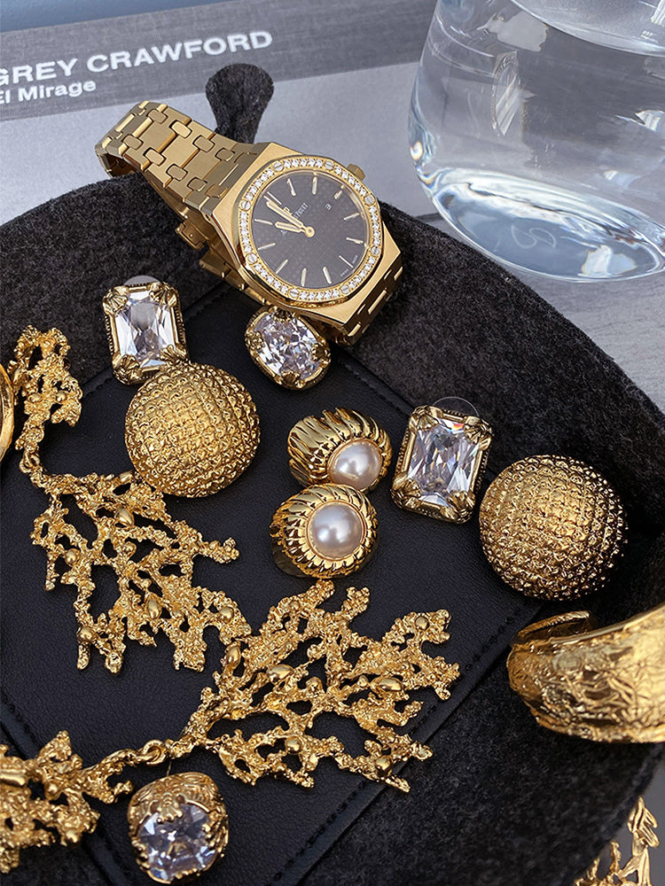 retro gem earrings, view 5 - MRSLM