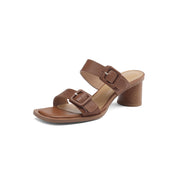 women's leather heel sandals, view 2 - MRSLM