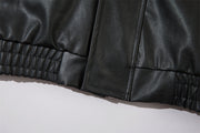 embroidered PU leather jacket, view 7 - MRSLM
