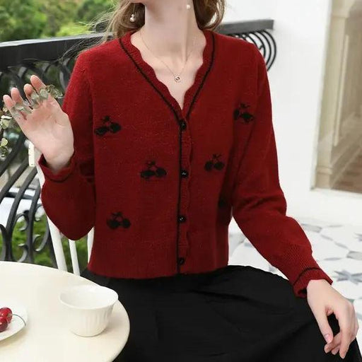 v-neck casual knitted cardigan - MRSLM