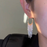 spun yarn flower earrings, view 2 - MRSLM