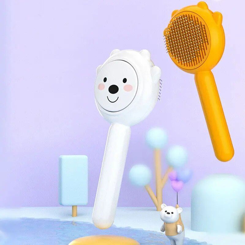 self-cleaning pet dog brush, view 8 - MRSLM
