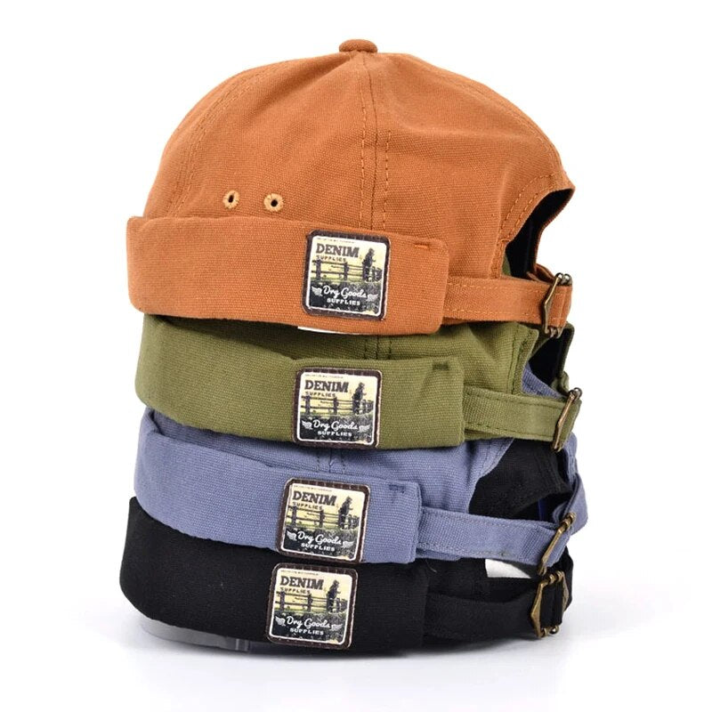 Vintage Brimless Docker Cap: Retro Cotton Skullcap for Hip Hop Fashion