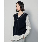 sleeveless V-neck knit vest, view 4 - MRSLM