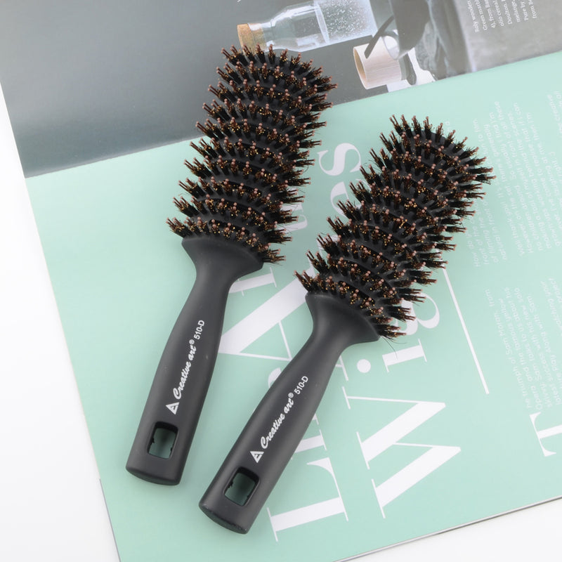 black detangling pompadour hair brush, view 4 - MRSLM