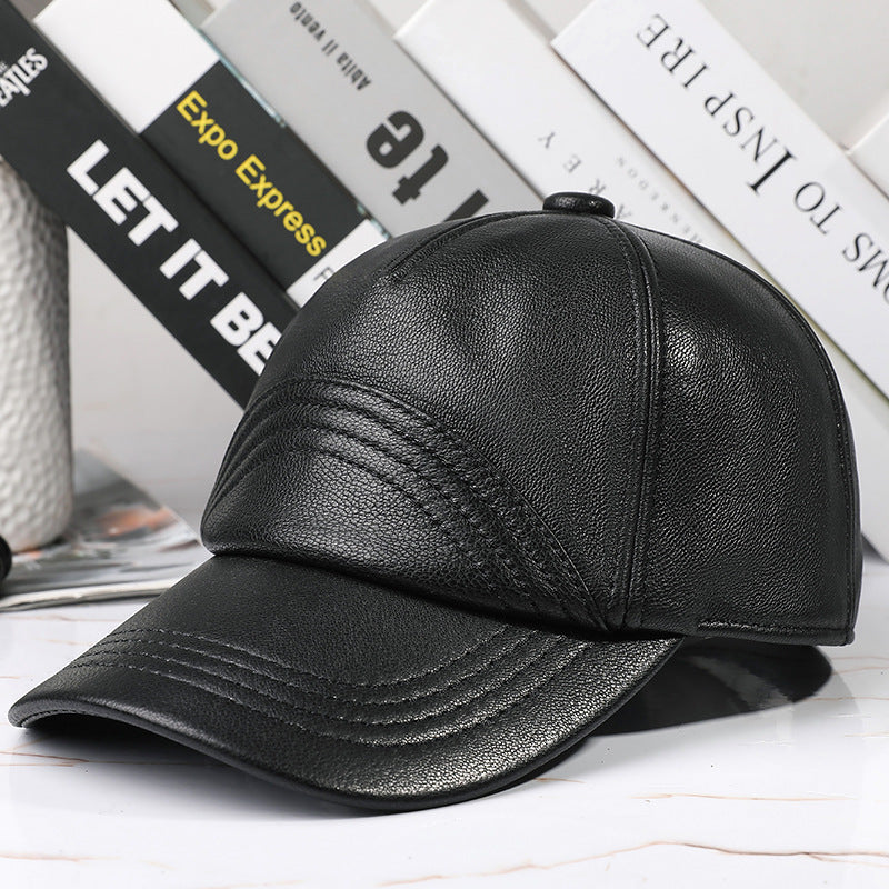 men's sheepskin leather baseball cap, view 7 - MRSLM