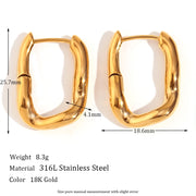 u-shaped gold plated hoop earrings, view 3 - MRSLM