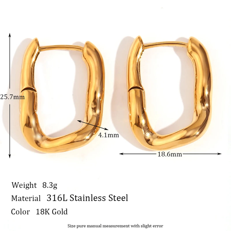 u-shaped gold plated hoop earrings, view 3 - MRSLM