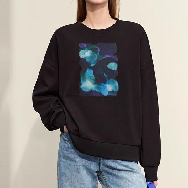 Women's abstract print loose sweatshirt - MRSLM