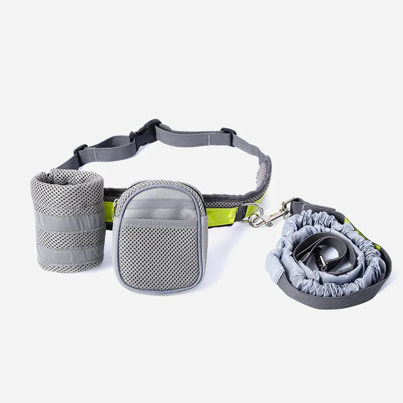 reflective hands-free dog leash with waist belt, view 2 - MRSLM