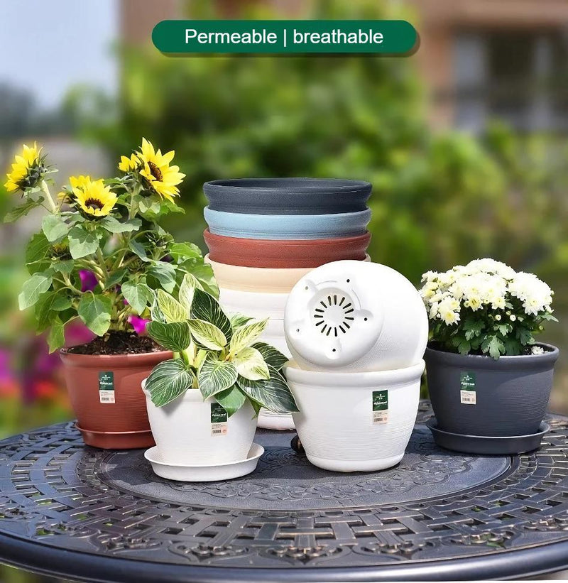 Round indoor plant pot with tray, view 7 - MRSLM
