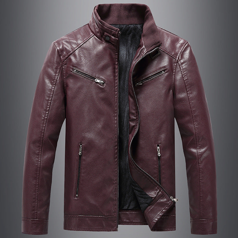 men's fleece padded pu leather jacket, view 2 - MRSLM