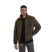 men's standing collar fleece jacket, view 3 - MRSLM