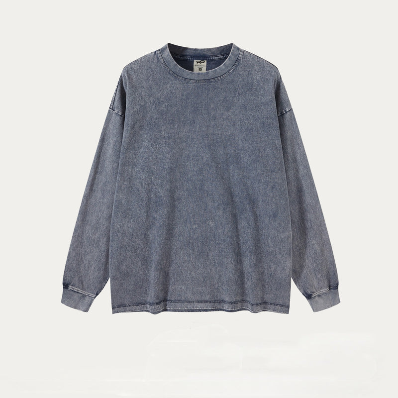 mens cotton long sleeve loose pullover, view 9 - MRSLM