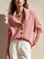 Women's shawl-collar button-front knit cardigan, view 9 - MRSLM