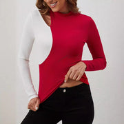 contrast patchwork stand collar top, view 3 - MRSLM