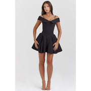 off-shoulder mini cocktail dress, view 5 - MRSLM