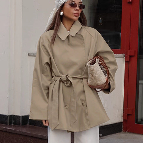 women's long khaki trench coat - MRSLM