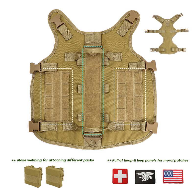 adjustable dog tactical harness vest, view 5 - MRSLM
