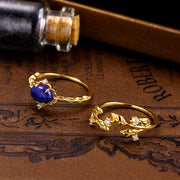 gold plated s925 silver hollow leaf zircon ring, view 5 - MRSLM
