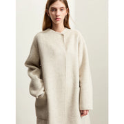 minimalist woolen long coat for women, view 4 - MRSLM