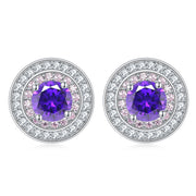 sterling silver round micro set zircon earrings, view 12 - MRSLM