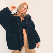 Women's faux shearling plush coat, view 6 - MRSLM