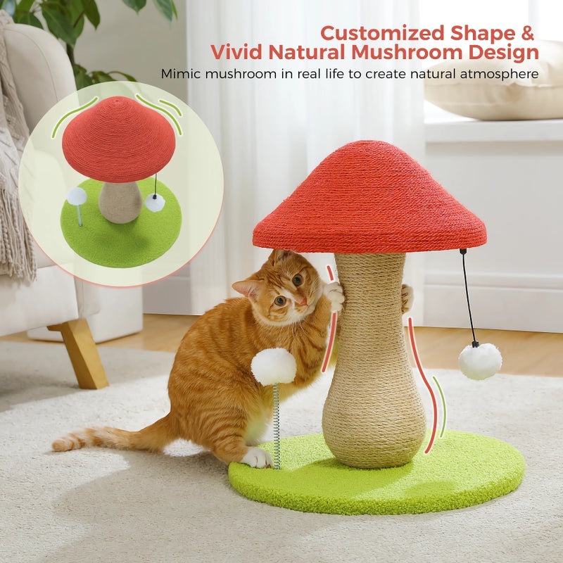 cat scratching post with natural sisal rope, view 4 - MRSLM