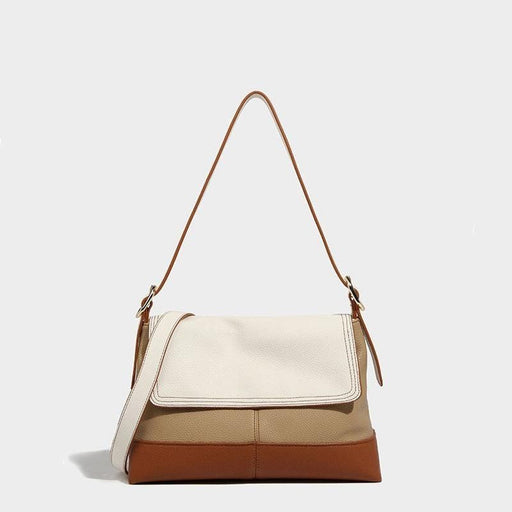 patchwork pu leather flap shoulder bag - MRSLM