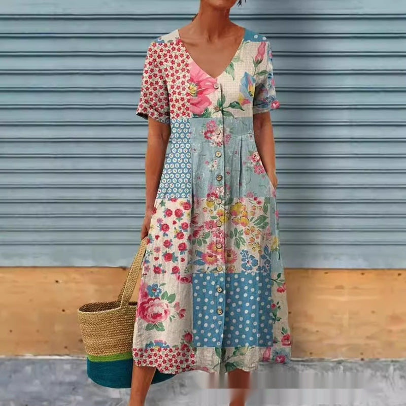 v-neck mid-length a-line dress - MRSLM