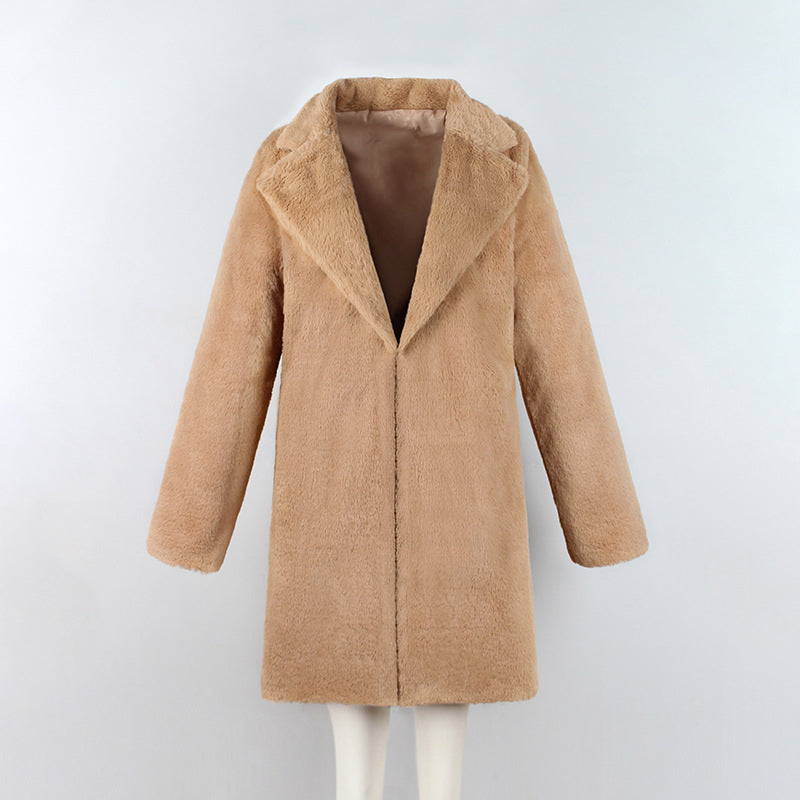 Women's long faux fur coat, view 5 - MRSLM