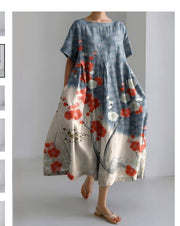 women's loose round neck printed dress, view 12 - MRSLM