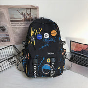 Large graffiti print backpack, view 2 - MRSLM