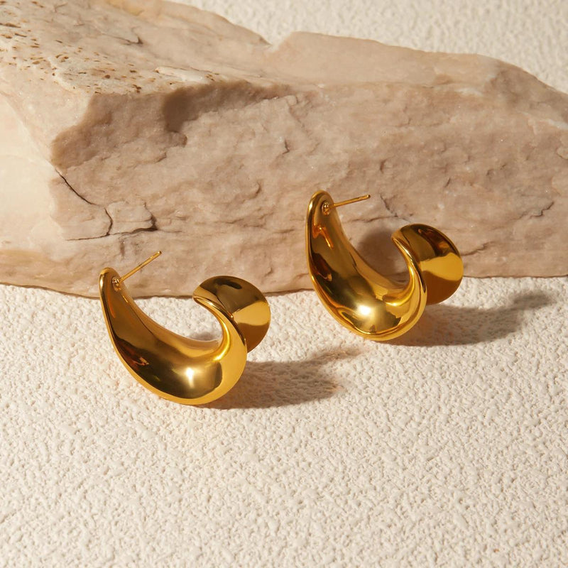 18k gold plated spiral stud earrings, view 3 - MRSLM