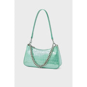 alligator pattern leather shoulder bag, view 6 - MRSLM