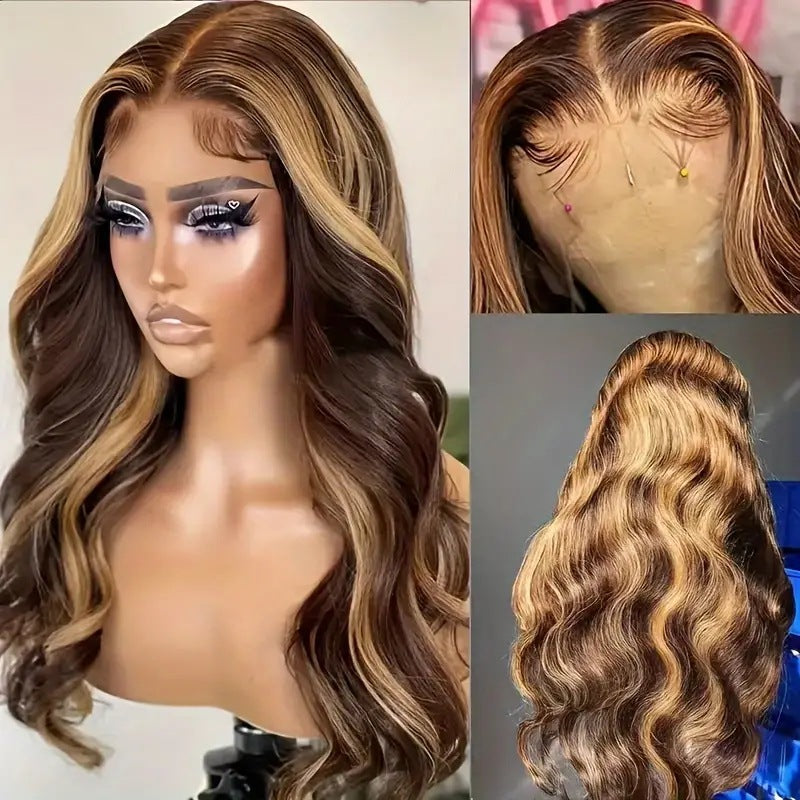 piano color long curly lace front wig, view 10 - MRSLM