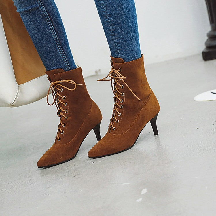 Pointed-toe stiletto ankle boots, view 3 - MRSLM