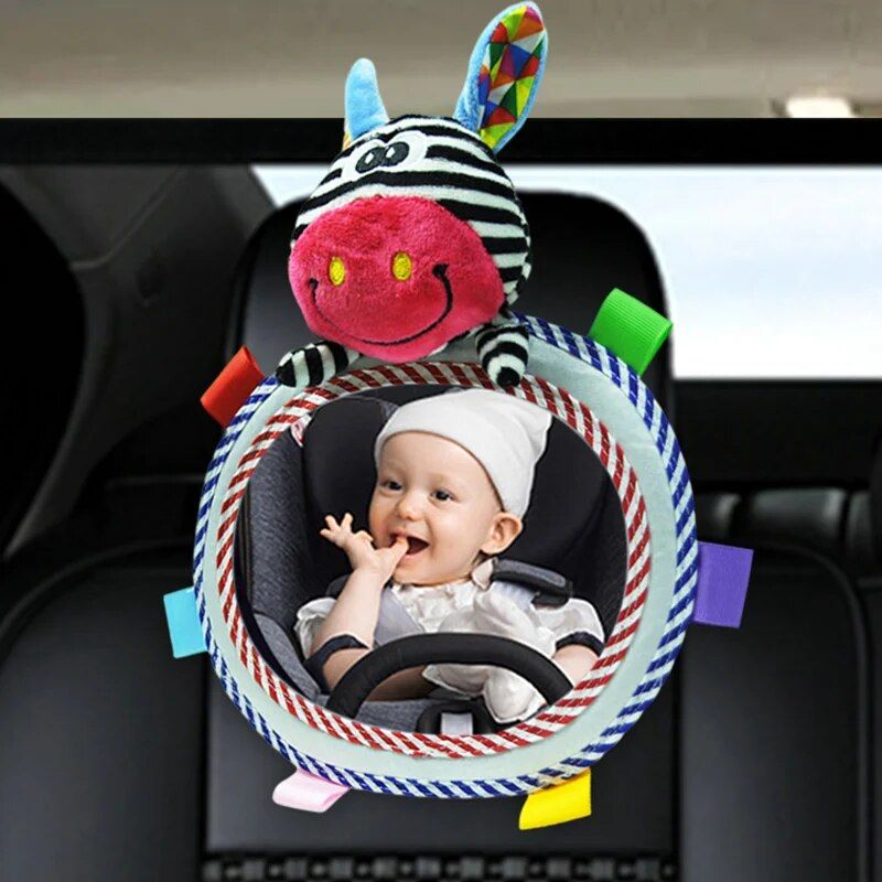 baby car mirror with plush animals, view 8 - MRSLM
