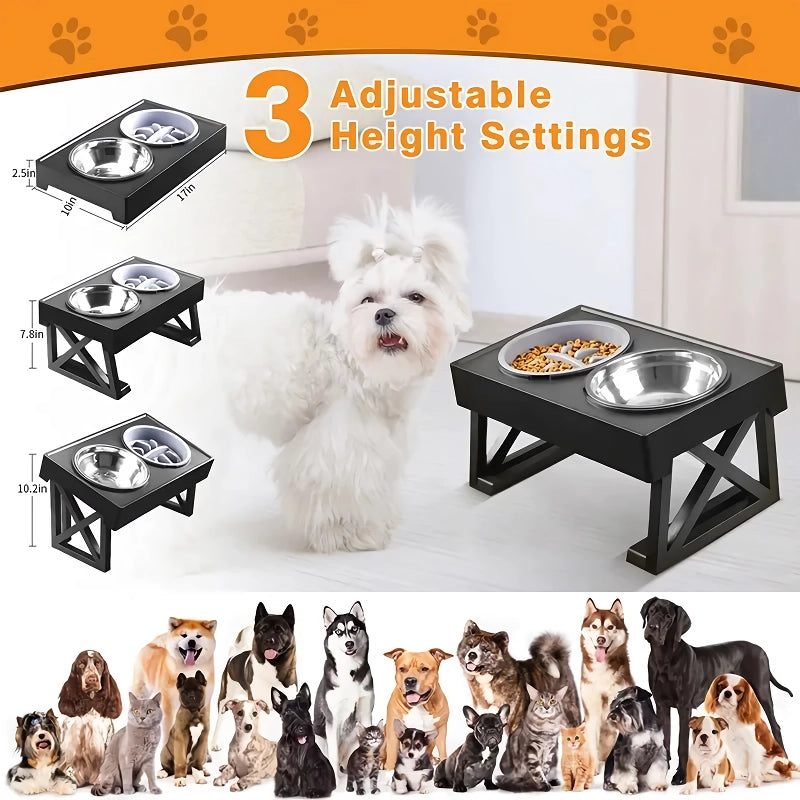 adjustable elevated dog bowl stand, view 5 - MRSLM