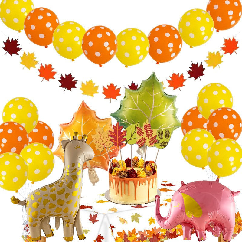 Thanksgiving maple leaf balloon set, view 2 - MRSLM