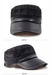 flat-top men's sheepskin newsboy cap, view 5 - MRSLM