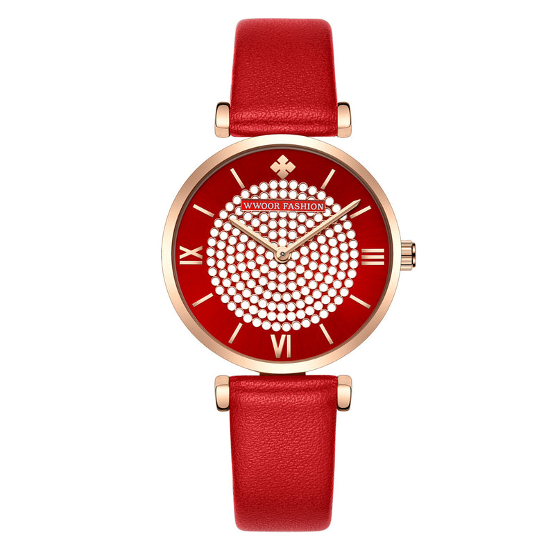 ladies sparkling dial belt strap watch, view 5 - MRSLM