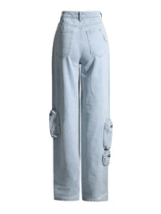 Vintage washed high waist tooling jeans, view 2 - MRSLM