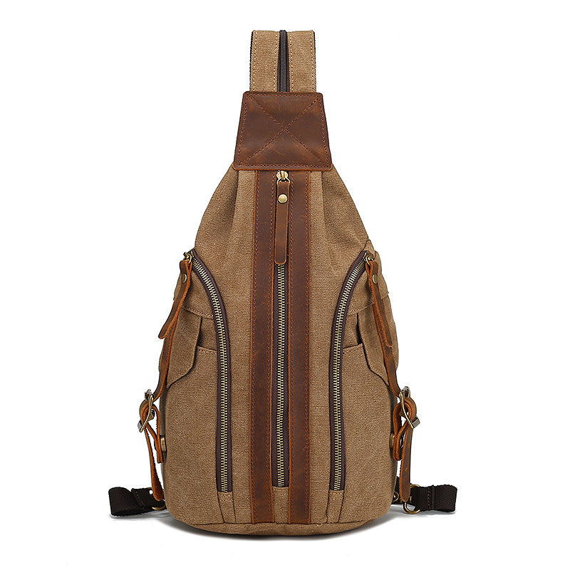 retro canvas chest shoulder bag, view 4 - MRSLM
