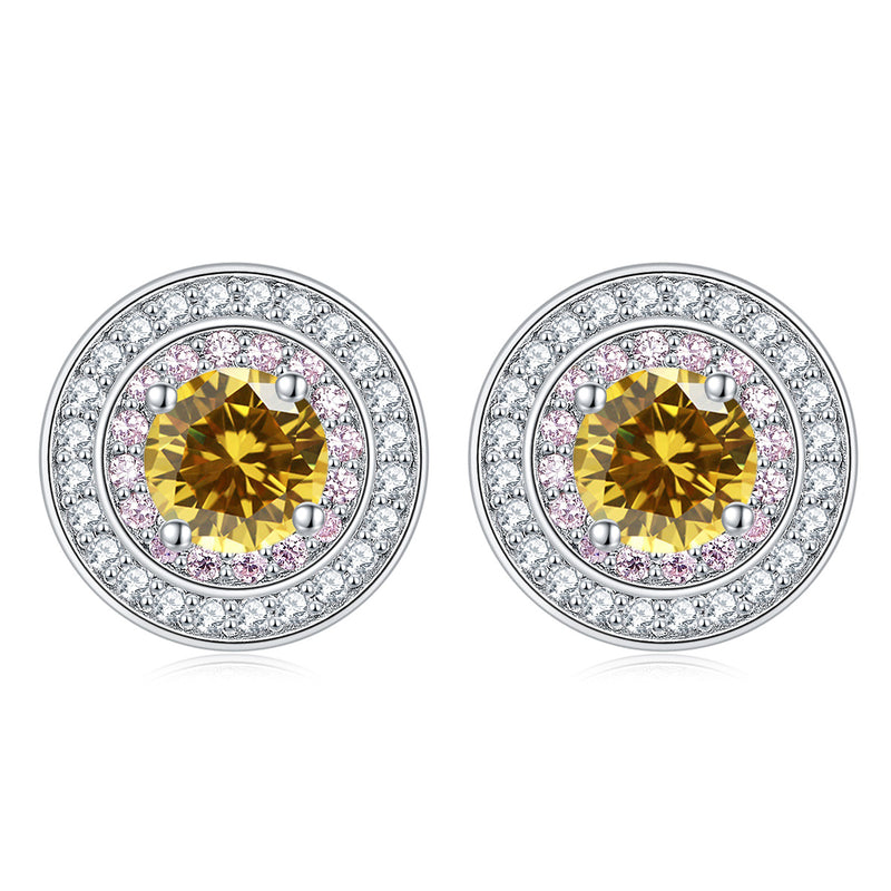 sterling silver round micro set zircon earrings, view 13 - MRSLM